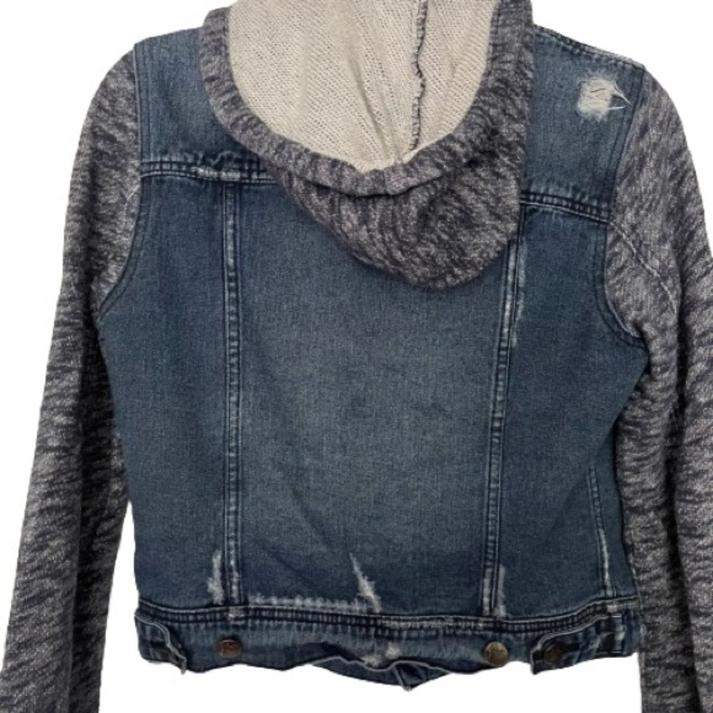 Free People Mixed Media Denim Jacket-navy - Picture 10 of 12